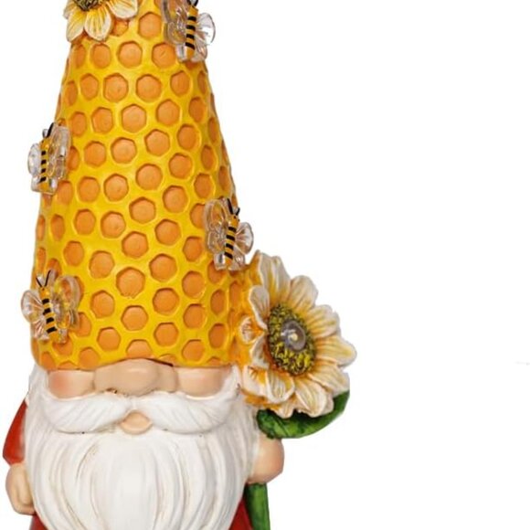 Garden Gnomes Outdoor Statues for Garden Decor with Solar Bee Lights - Picture 3 of 7